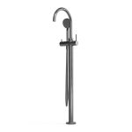 Brushed Graphite Pegasi Floor Bath Mixer Curve w. Handshower in Brushed Graphite