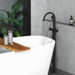 Switzrok Matte Black Pegasi Floor Bath Mixer Curve w. Handshower in Switzrok Matte Black