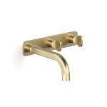 Raw Brushed Brass Figura Key Wall Bath Tap Set 150 in Raw Brushed Brass