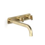 Raw Brushed Brass Figura Key Wall Basin Tap Set 200 in Raw Brushed Brass