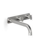Brushed Chrome Figura Key Wall Basin Tap Set 200 in Brushed Chrome