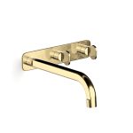 Raw Polished Brass Figura Key Wall Basin Tap Set 200 in Raw Polished Brass