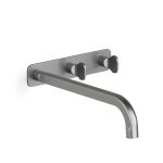 Brushed Graphite Figura Key Wall Basin Tap Set 250 in Brushed Graphite