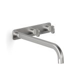 Brushed Chrome Figura Key Wall Basin Tap Set 250 in Brushed Chrome