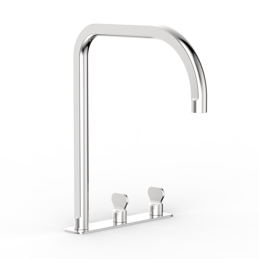 Chrome Figura Key Deck Mount Sink Tap Set in Chrome