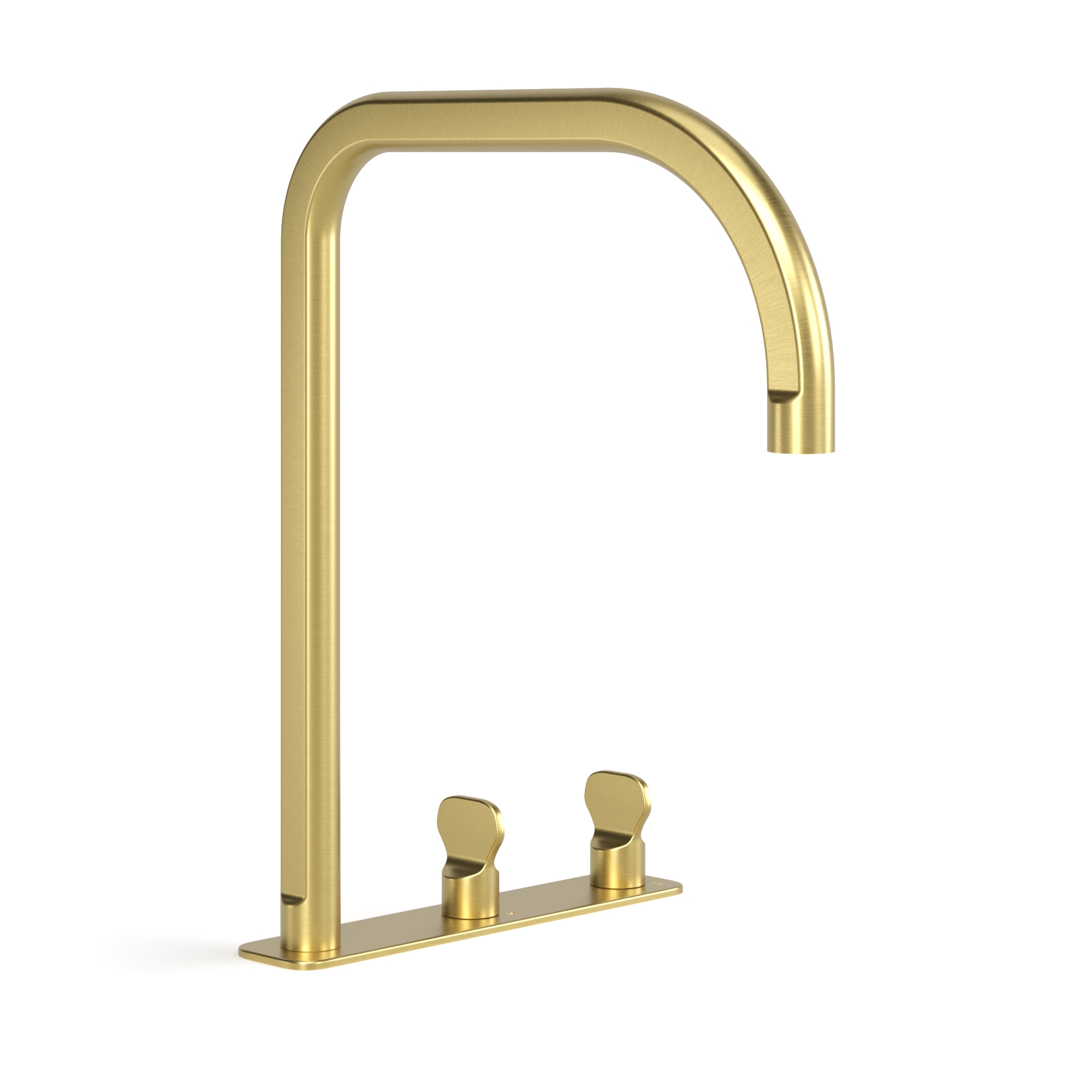 Brushed Liberty Gold Figura Key Deck Mount Sink Tap Set in Brushed Liberty Gold