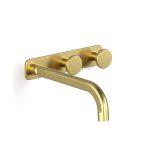 Brushed Liberty Gold Figura Disc Wall Basin Tap Set 200 in Brushed Liberty Gold