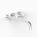 Chrome Figura Disc Wall Basin Tap Set 250 in Chrome