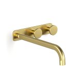 Brushed Liberty Gold Figura Disc Wall Basin Tap Set 250 in Brushed Liberty Gold