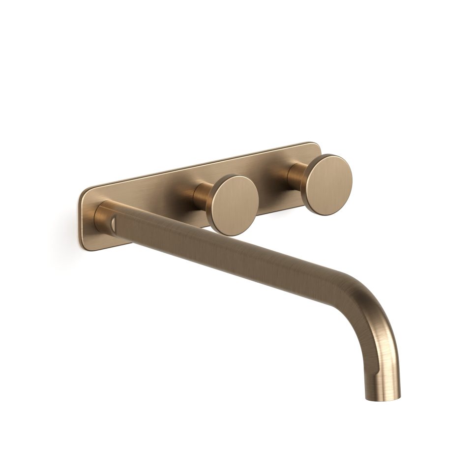 Figura Disc Wall Basin Tap Set 250 in Discovery Bronze