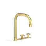 Brushed Liberty Gold Figura Disc Deck Mount Basin Tap Set in Brushed Liberty Gold