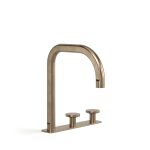 Discovery Bronze Figura Disc Deck Mount Basin Tap Set in Discovery Bronze