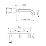 Figura Key Wall Basin Tap Set 200 dimensions image