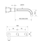 Figura Form Wall Basin Tap Set 200 dimensions image